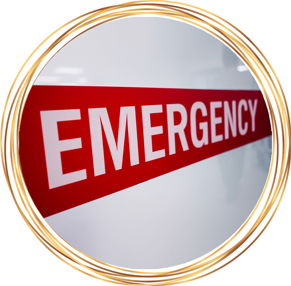 emergency room sign in red and white